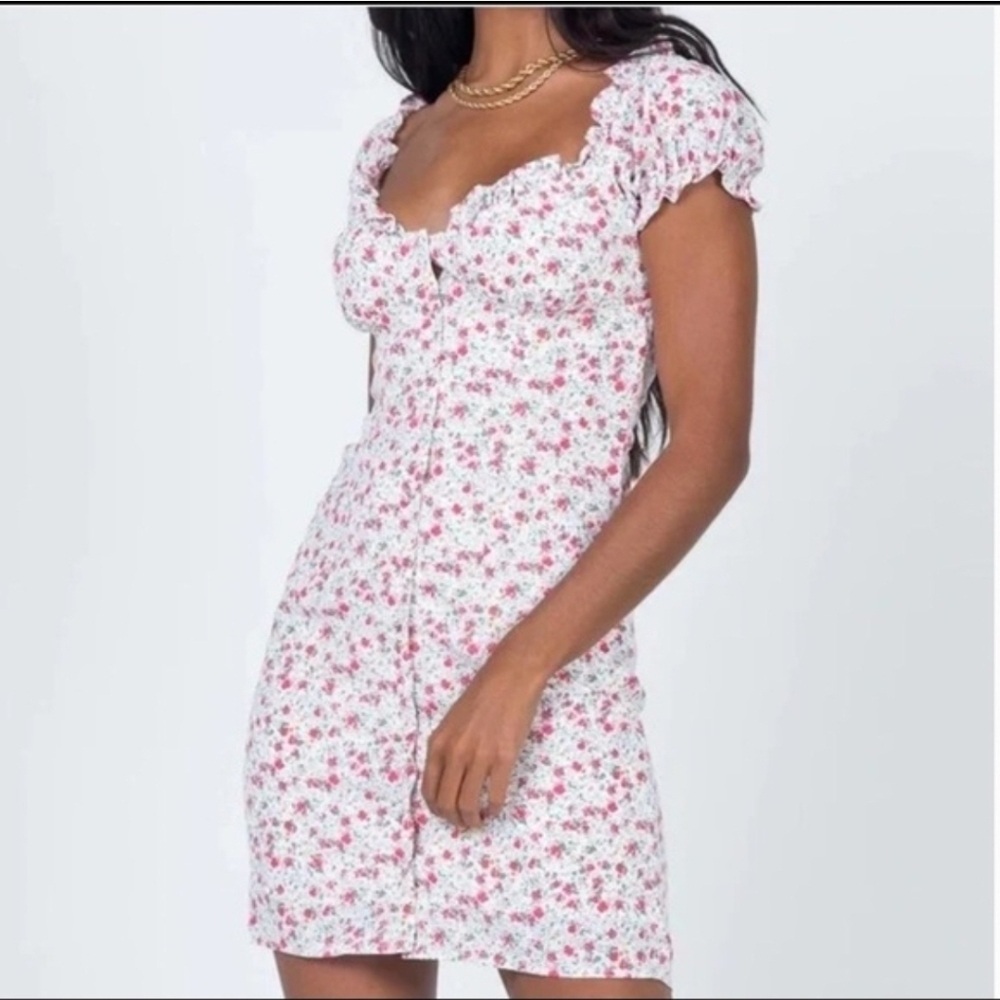 Princess Polly Donna Mini Dress White Floral - Size 6 - NWT